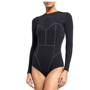 Mara Hoffman Lido NWT Nero Black One Piece Rashguard Swimsuit Size M